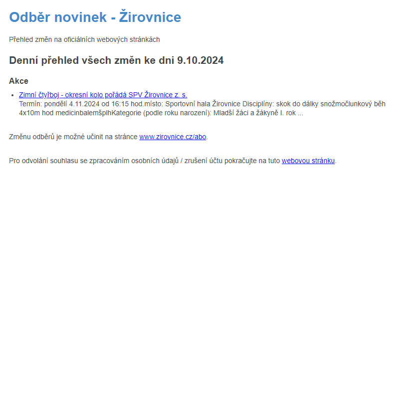 Odběr novinek ze dne 9.10.2024