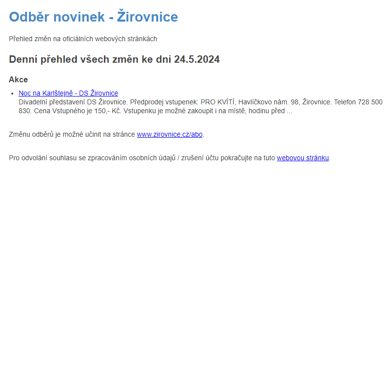 Odběr novinek ze dne 24.5.2024