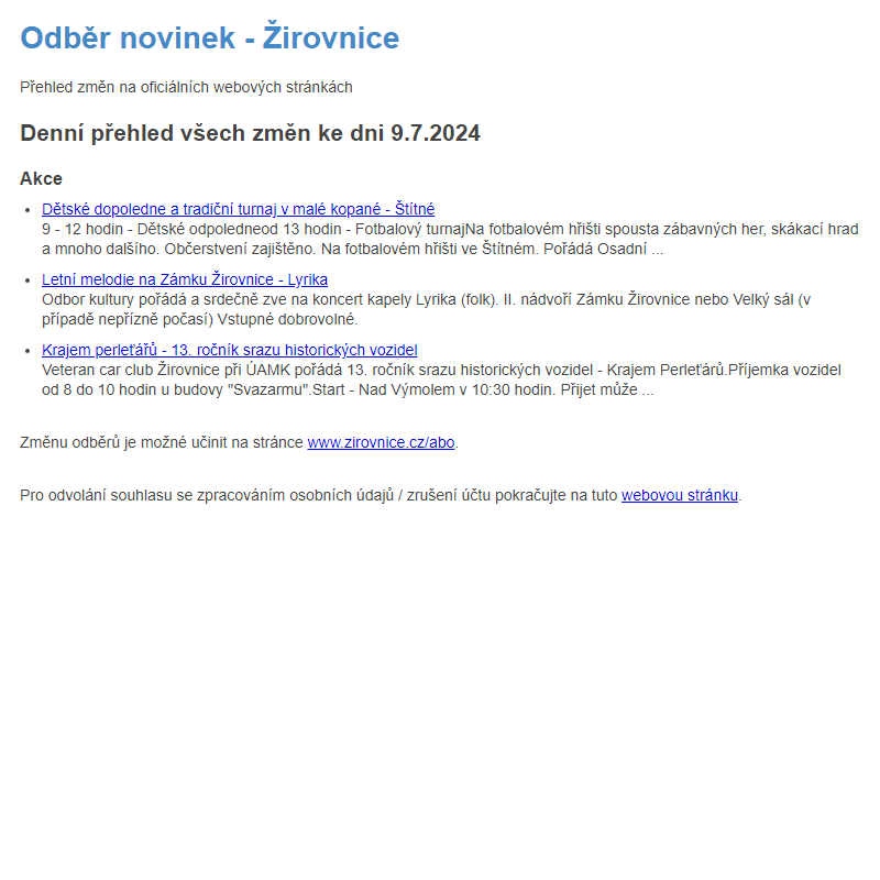 Odběr novinek ze dne 9.7.2024