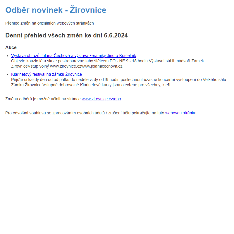 Odběr novinek ze dne 6.6.2024