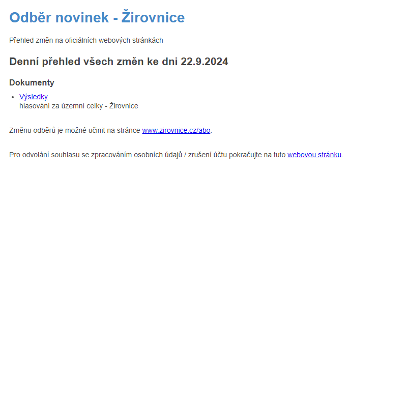 Odběr novinek ze dne 22.9.2024