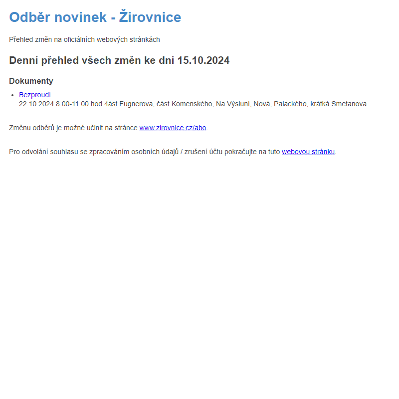 Odběr novinek ze dne 15.10.2024