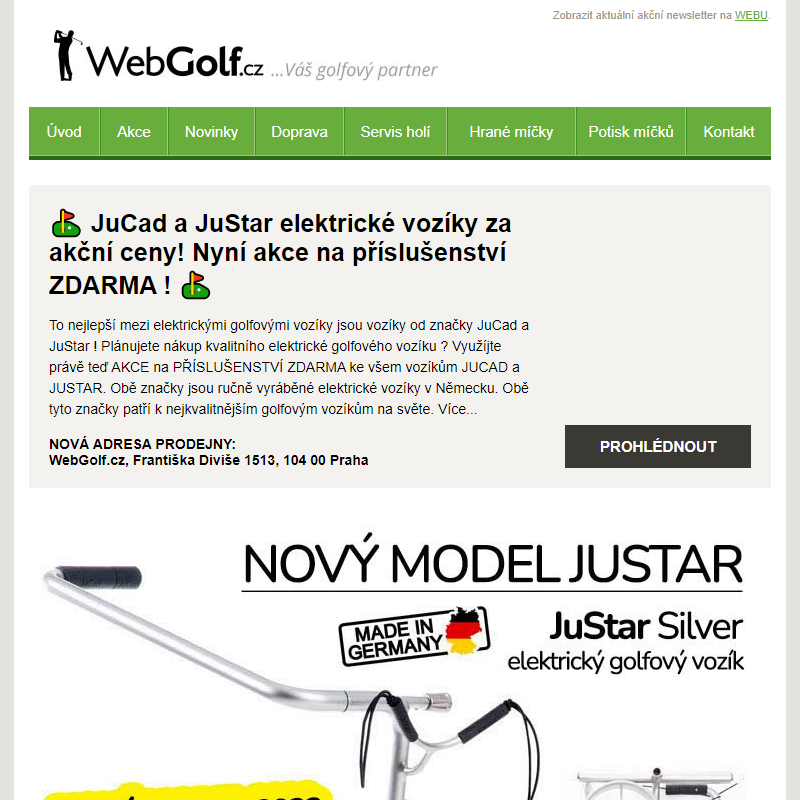 _ JuStar a JuCad za snížené ceny __Nejvíce oblíbený elektrický golfový vozík JuStar Silver s příslušenstvím ZDARMA _
