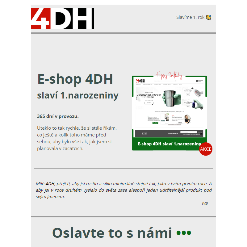 Dárek pro zákazníky 4DH k prvnímu výročí e-shopu _