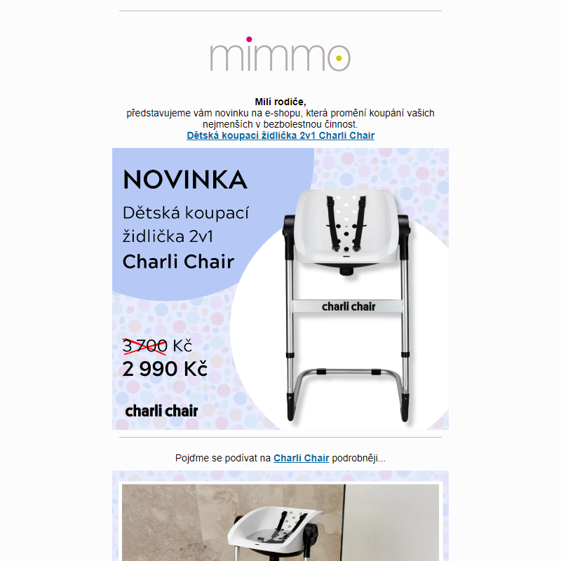 Novinka!! Koupací židlička 2v1 Charli Chair _