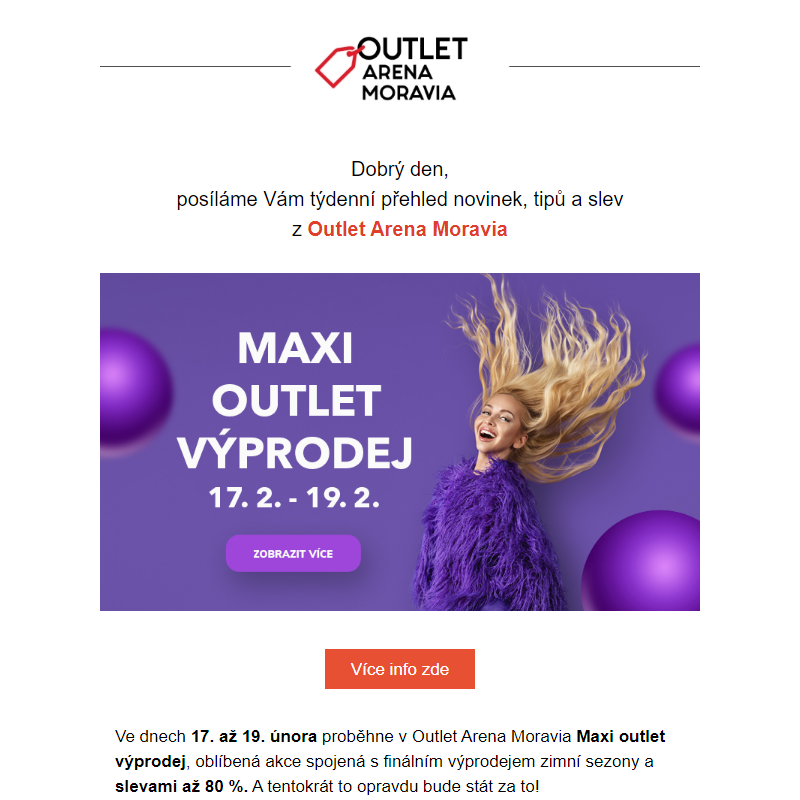 Zveme Vás na Maxi Outlet Výprodej 17. – 19. 2.