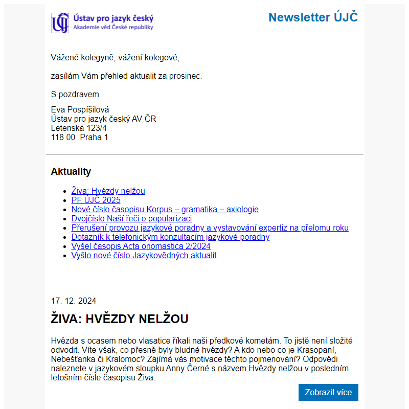 Newsletter ÚJČ