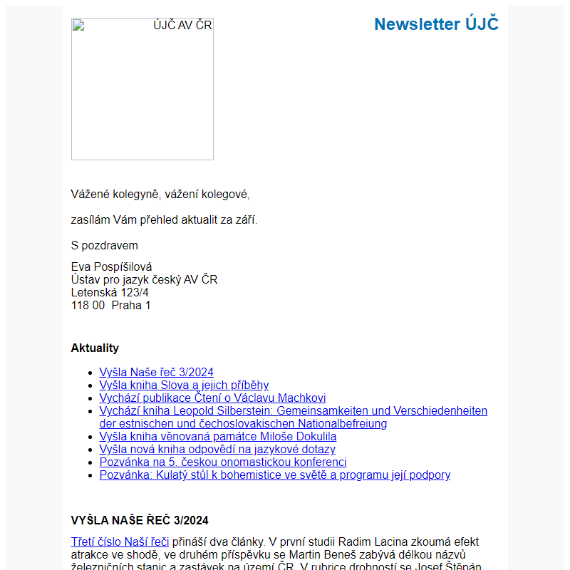 Newsletter ÚJČ