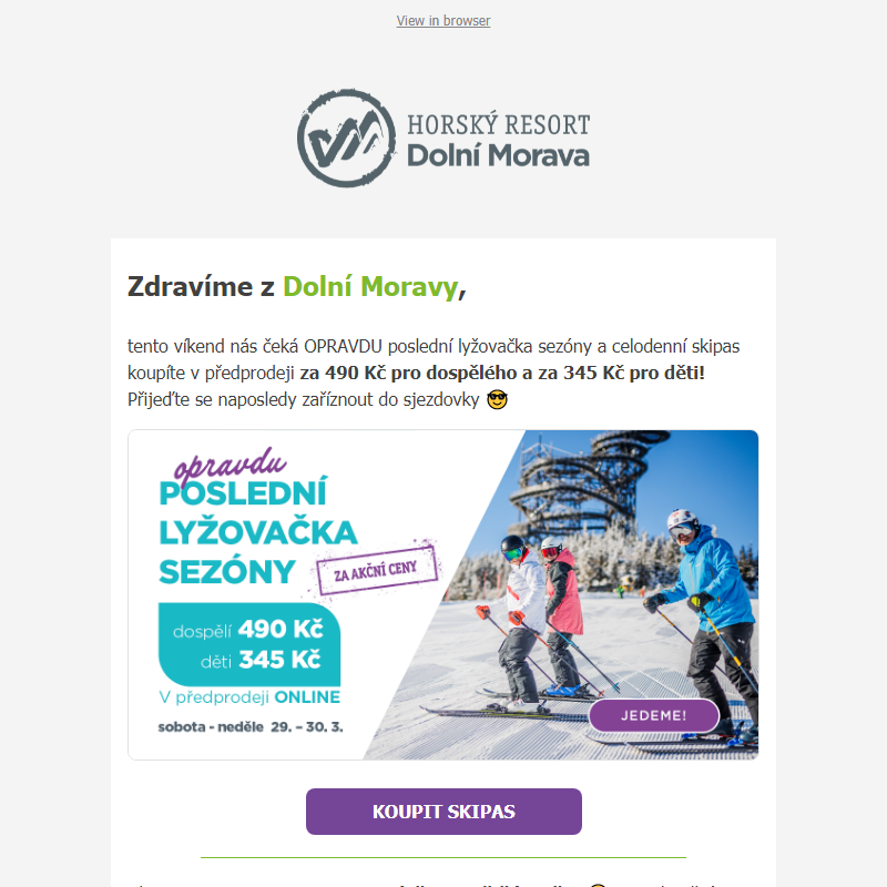 _ Naposledy na lyže a jarní  2 + 1  zdarma