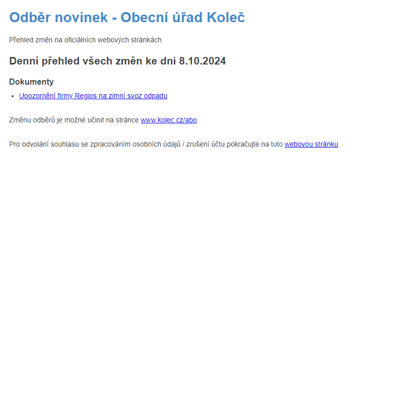 Odběr novinek ze dne 8.10.2024