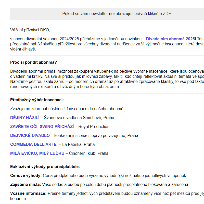 Divadelní abonmá 2025 – Objevte svět výjimečného divadla! _