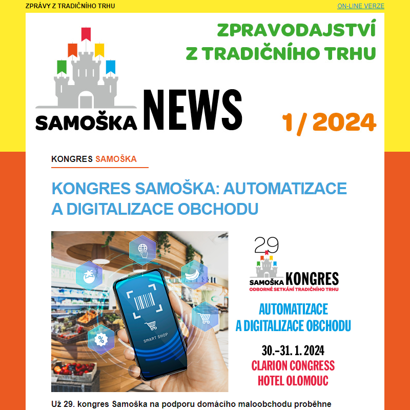 1/2024: Kongres Samoška – už tento týden o automatizaci a digitalizaci obchodu... a další zprávy