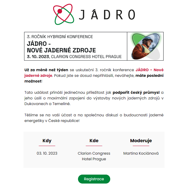 Konference JÁDRO - Nové jaderné zdroje: Podpořte český průmysl