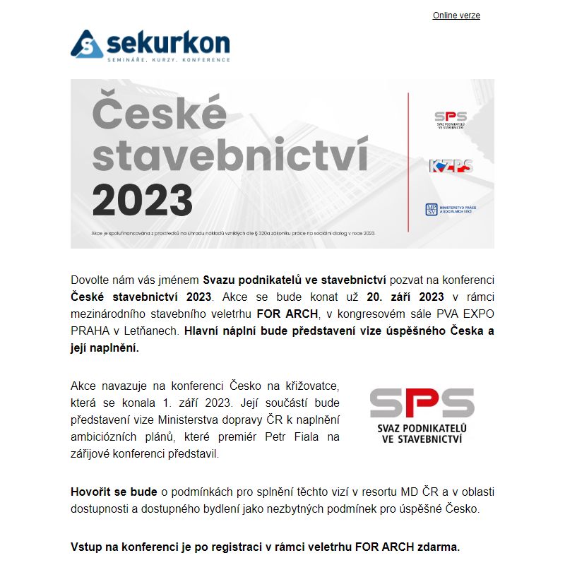 Svaz podnikatelů ve stavebnictví zve na konferenci České stavebnictví 2023