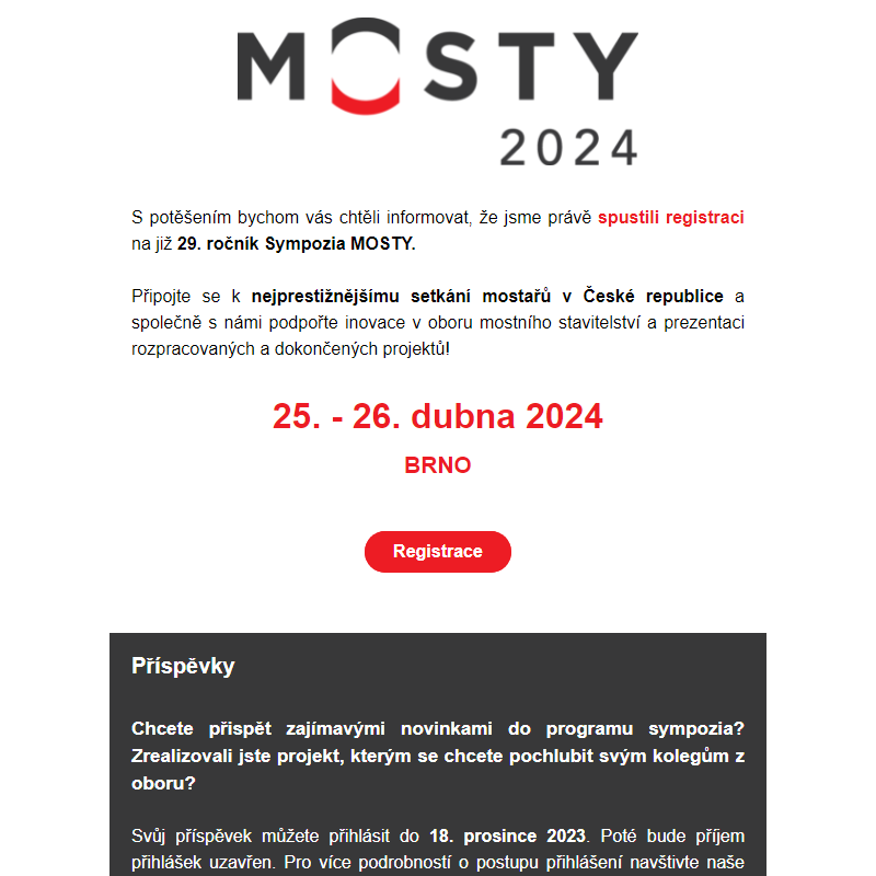 Sympozium MOSTY 2024: Registrace spuštěna