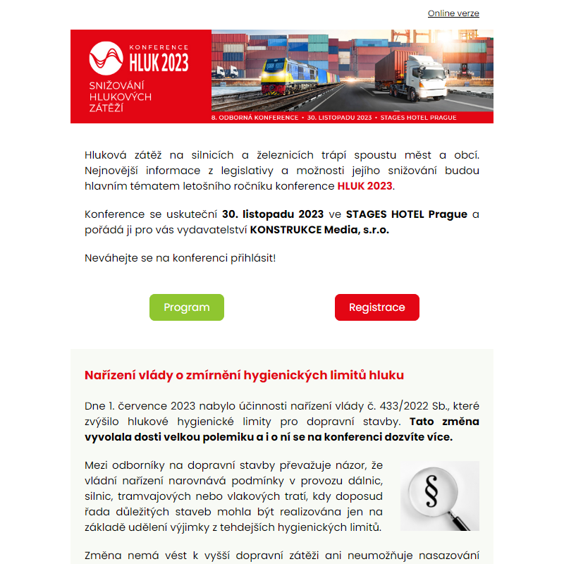 Snižování hlukové zátěže: Konference HLUK 2023 v Praze