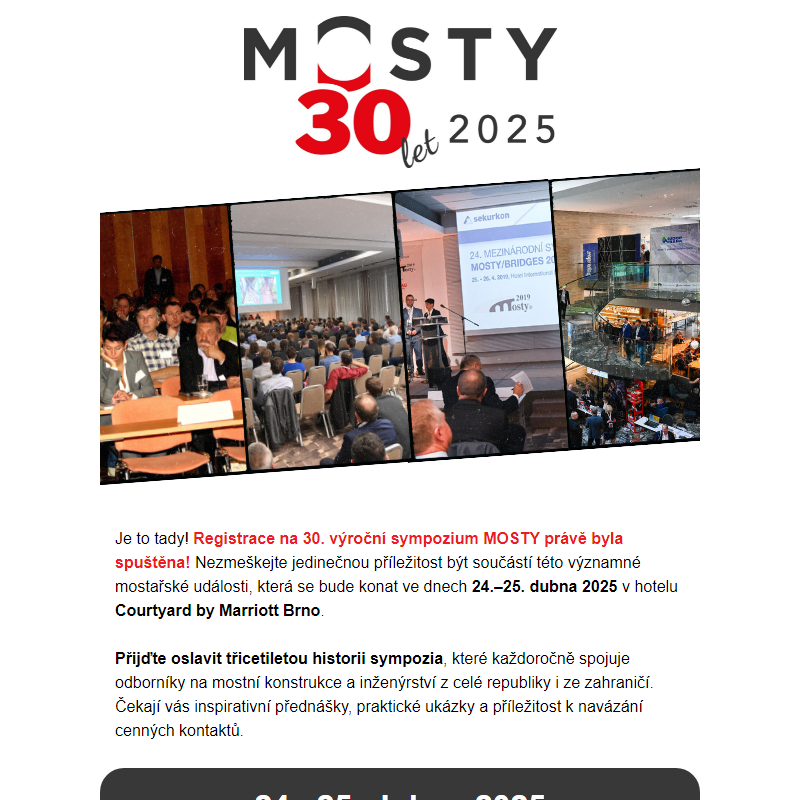 Registrace spuštěna: Sympozium MOSTY 2025 – 30. jubilejní ročník