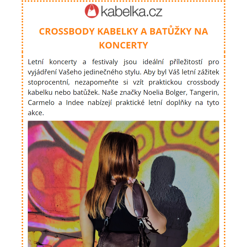 Festivalová a hudební sezóna je tu! Kabelka.cz nabízí velký výběr crossbody kabelek a batůžků.