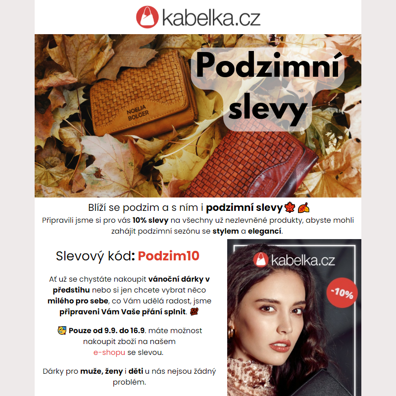 Podzimní slevy jsou tady | 10% slevový kód