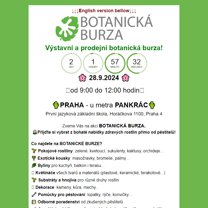 _ Navštivte BOTANICKOU BURZU 28.9.2024! / Prague botanical fair September 28, 2024