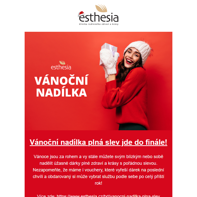 Vánoční nadílka na klinice Esthesia jde do finále!