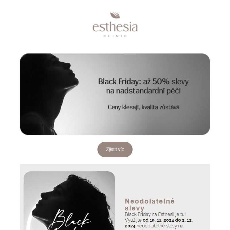 Až 50% slevy na oblíbené zákroky - Black Friday na klinice Esthesia