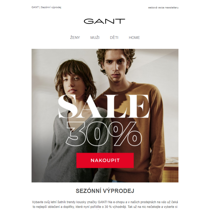 Sezónní výprodej GANT _