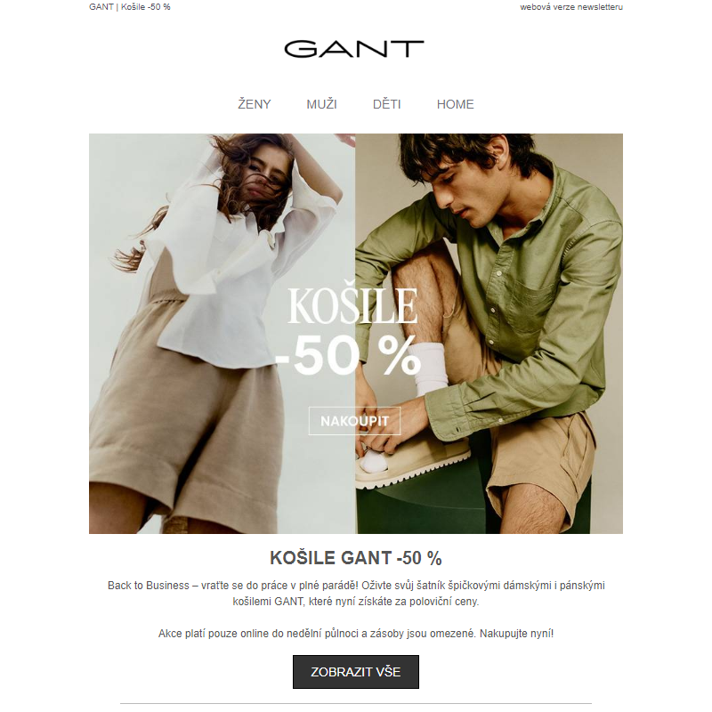 Košile GANT -50 %!_