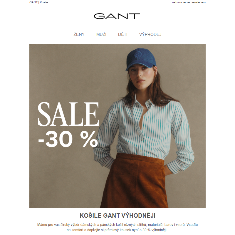 Košile GANT -30 %!