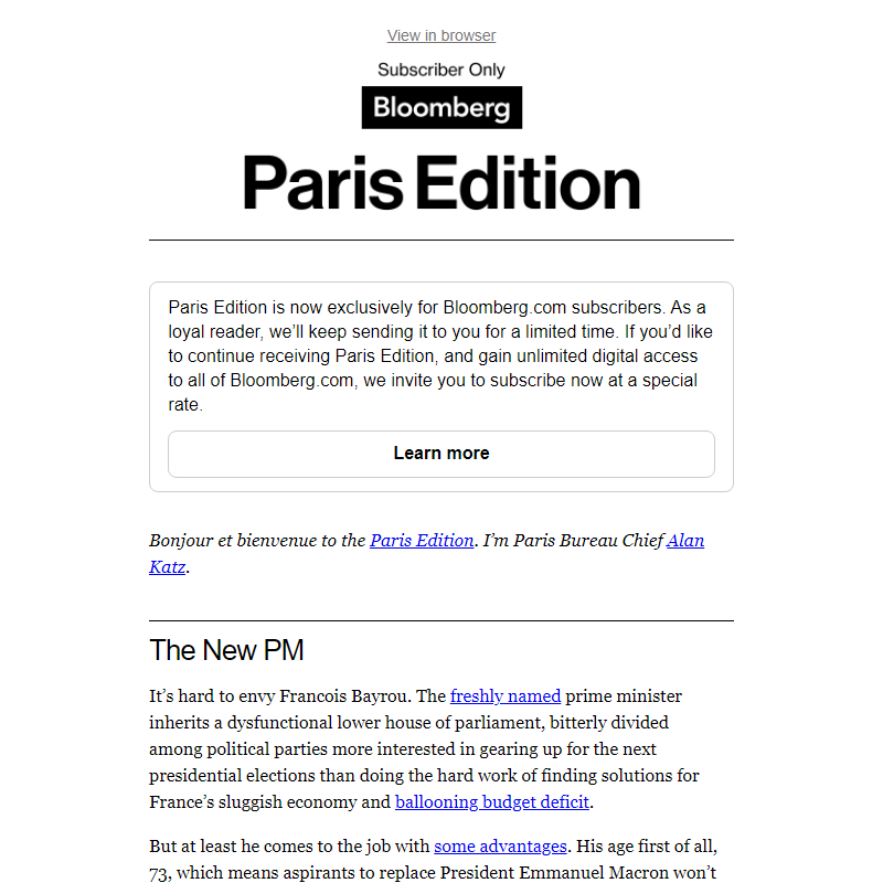 Paris Edition: New PM Bayrou's challenges