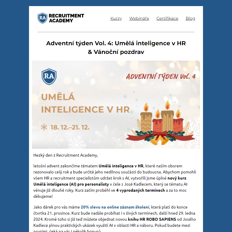 Adventní týden Vol. 4: Umělá inteligence v HR