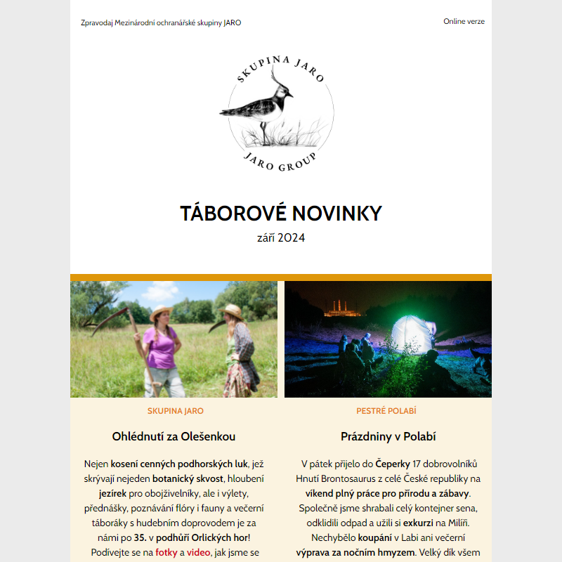 Táborové novinky