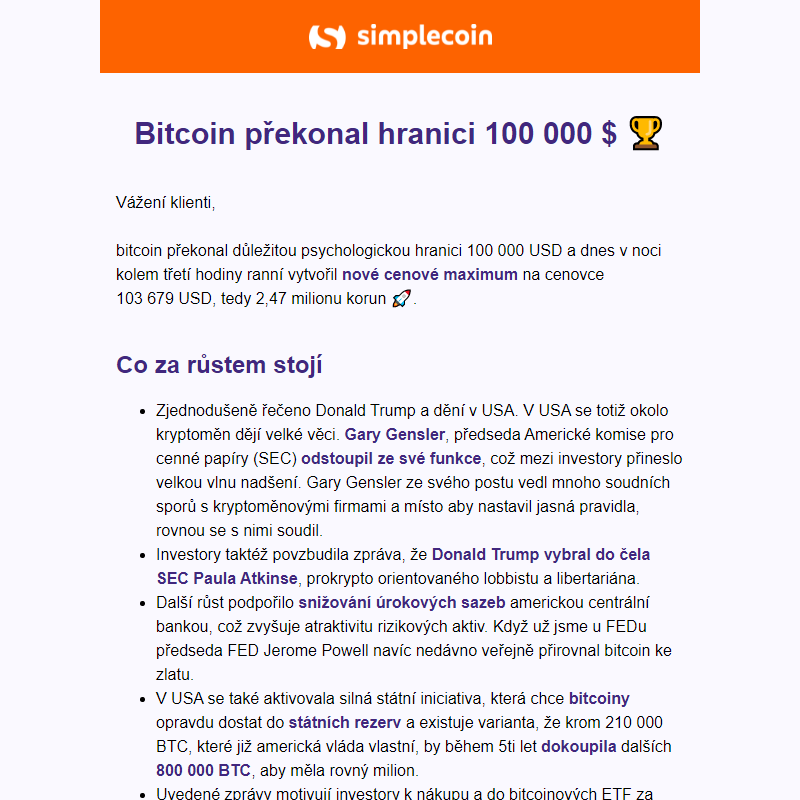 Bitcoin překonal hranici 100 000 $ _