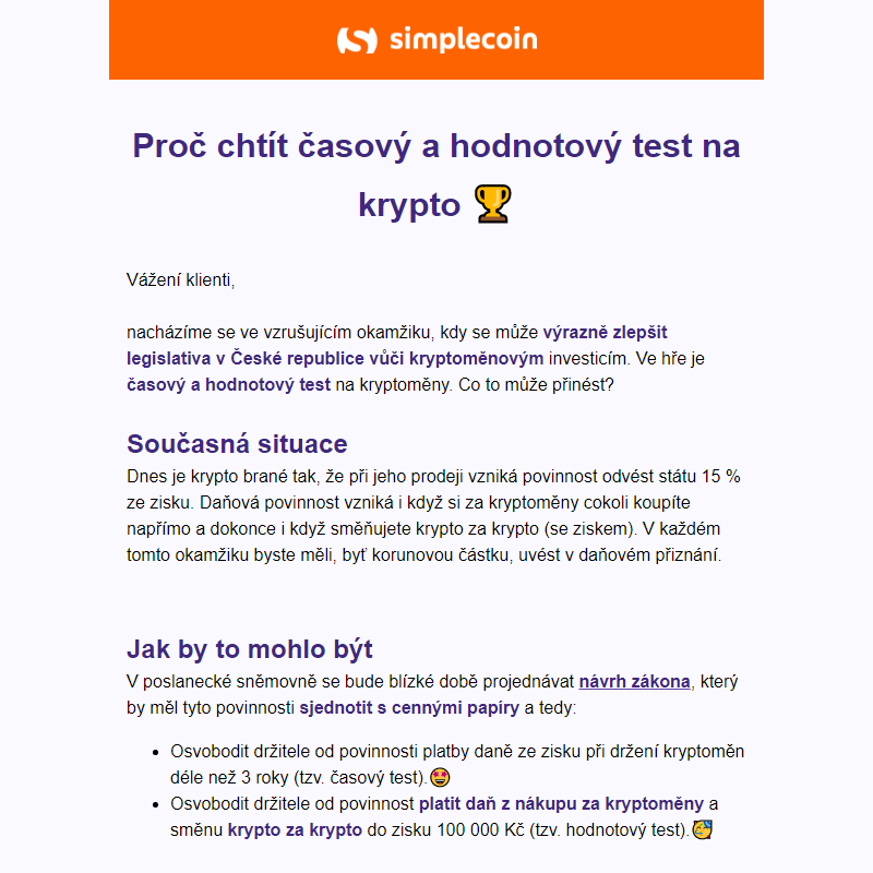 Proč chtít časový a hodnotový test na krypto _