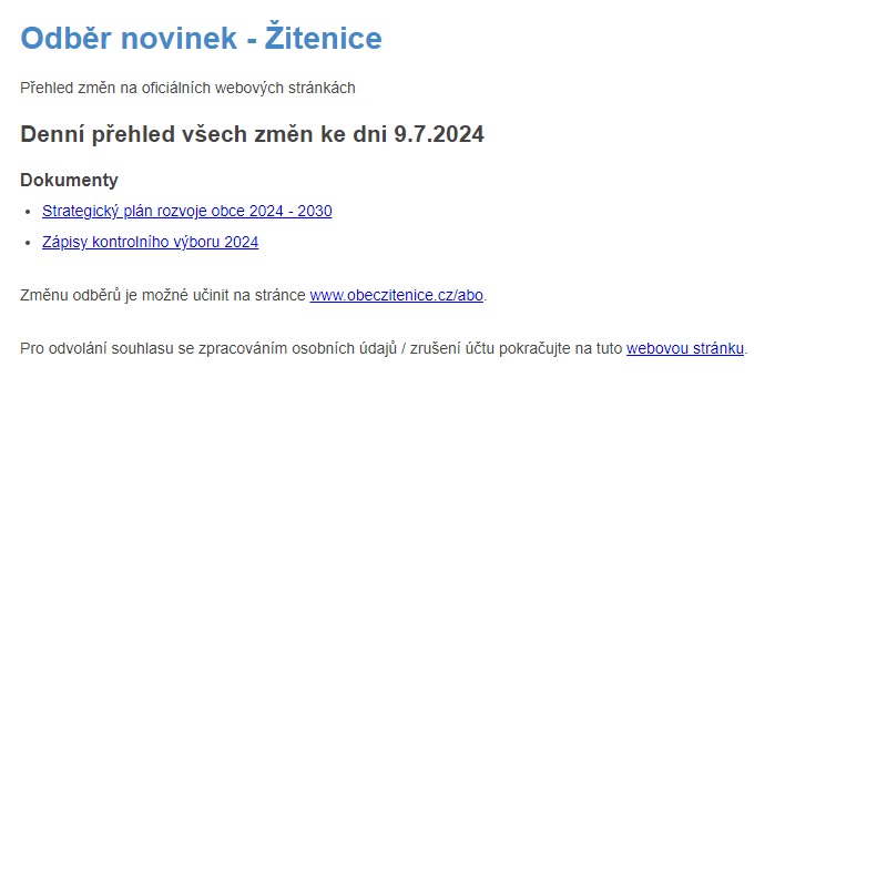 Odběr novinek ze dne 9.7.2024