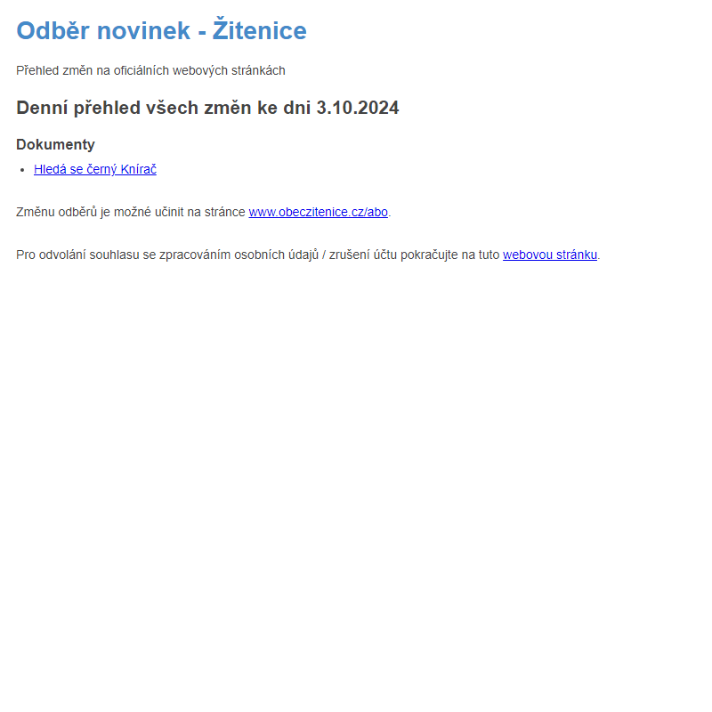 Odběr novinek ze dne 3.10.2024