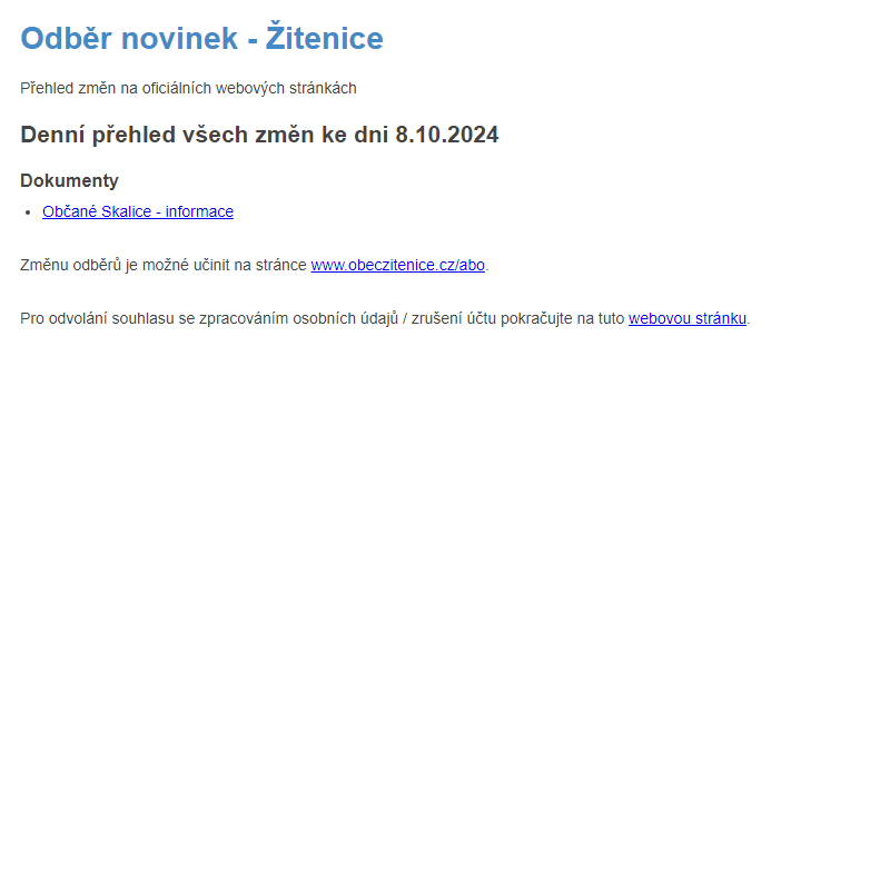 Odběr novinek ze dne 8.10.2024