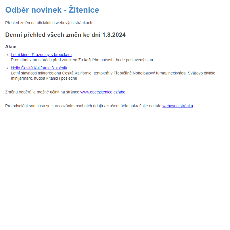 Odběr novinek ze dne 1.8.2024