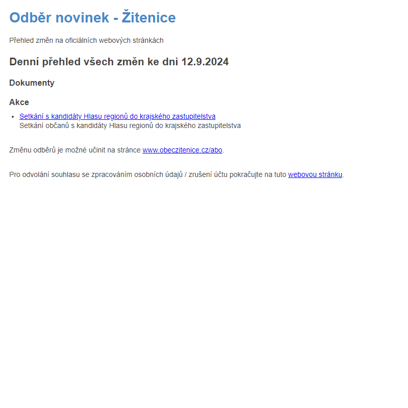 Odběr novinek ze dne 12.9.2024