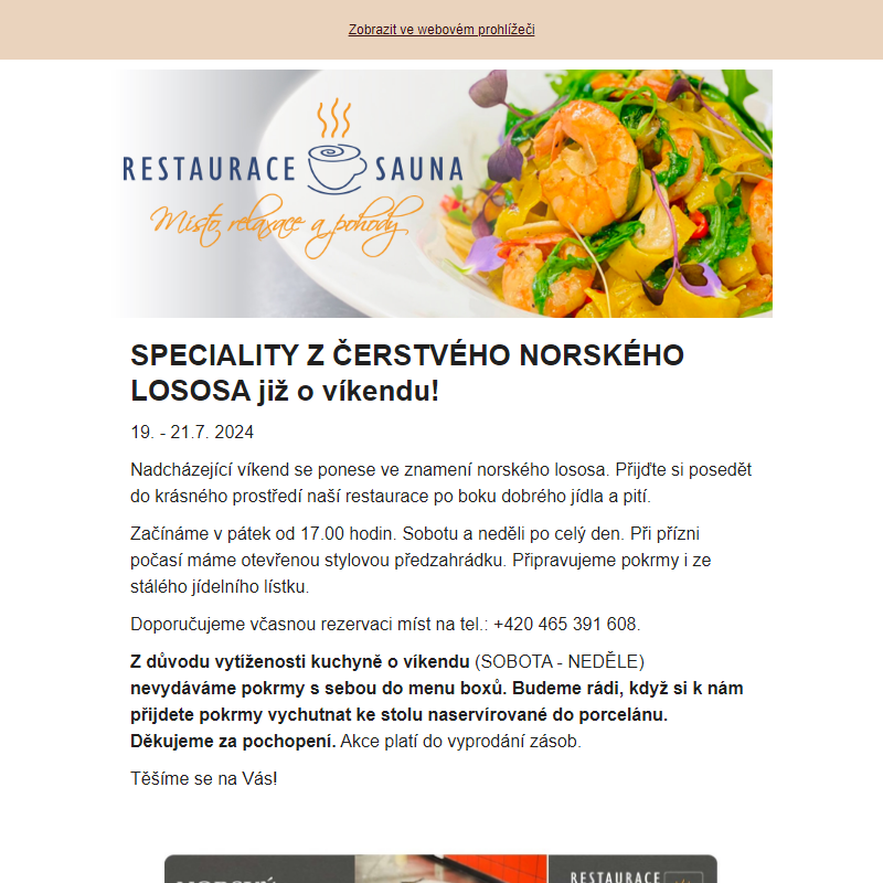 SPECIALITY Z ČERSTVÉHO NORSKÉHO LOSOSA již o víkendu!