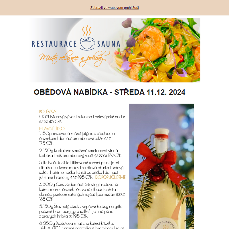 OBĚDOVÁ NABÍDKA - STŘEDA 11.12. 2024