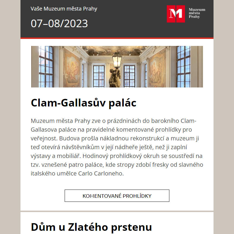Muzeum města Prahy - informace 7-8/2023