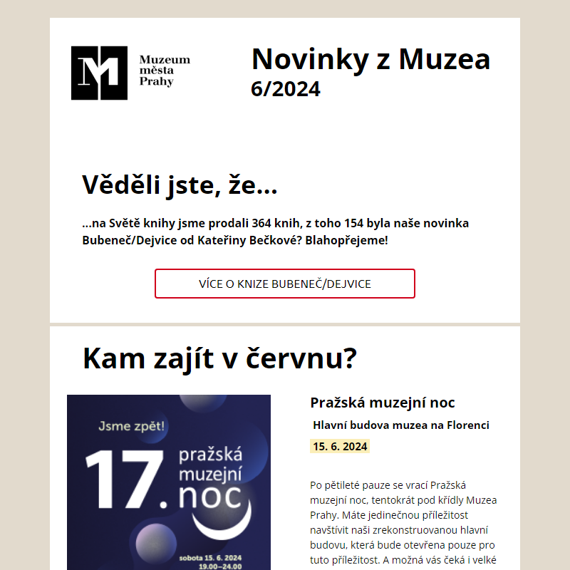 Červnové novinky z Muzea Prahy