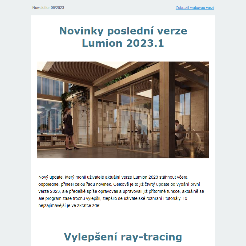 Update - Lumion 2023.1 - Vylepšený Ray-tracing, vlastní materiály, vrstvy a vylepšení Live-sync