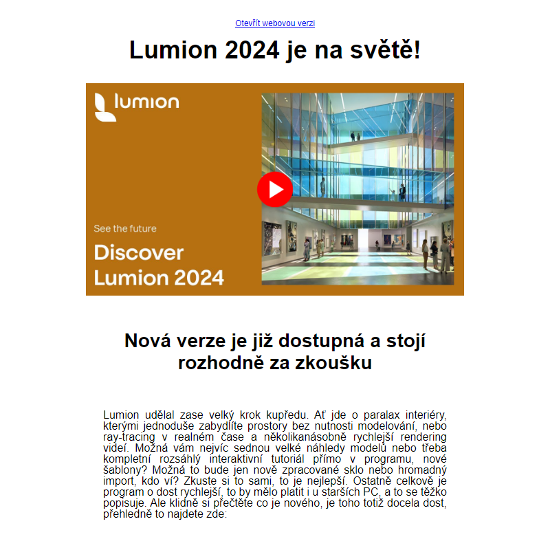 [LUMION 2024] Nový Lumion je již dostupný a zvýhodněný