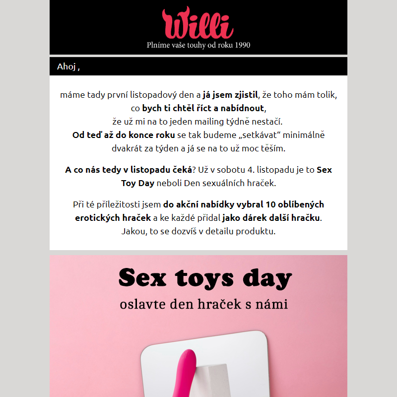 Listopad nabitý akcemi (4.11. Sex Toy Day)