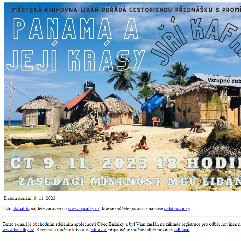 Cestopisná přednáška Panama a její krásy
