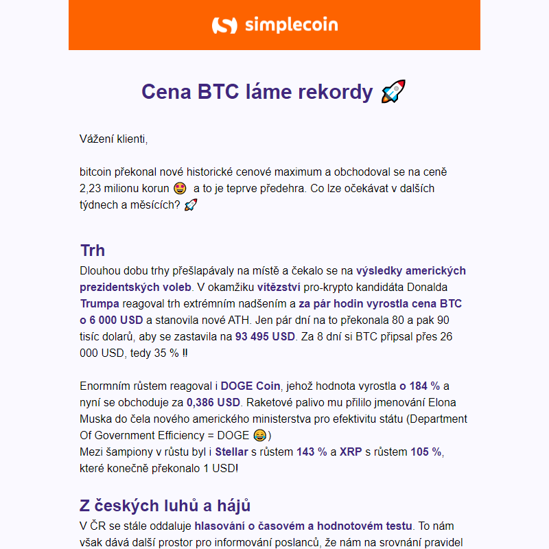 Cena BTC láme rekordy _