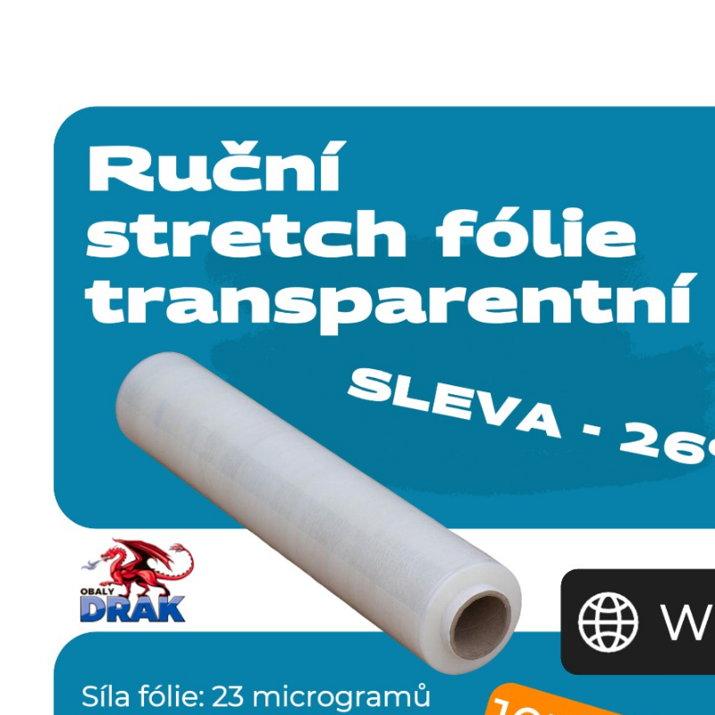 Stretch fólie ruční Transparentní - sleva 26%