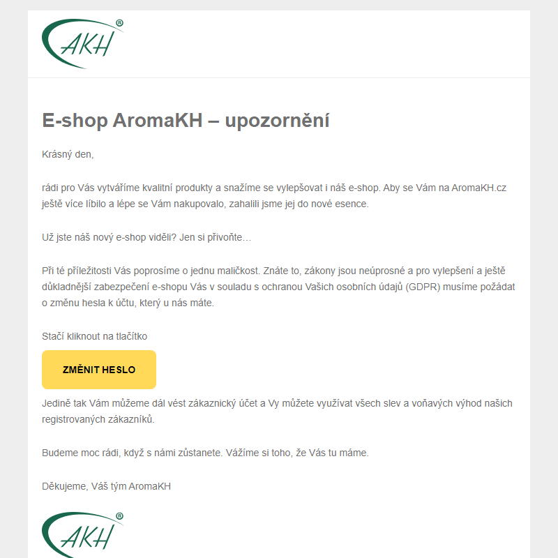 E-shop AromaKH – upozornění